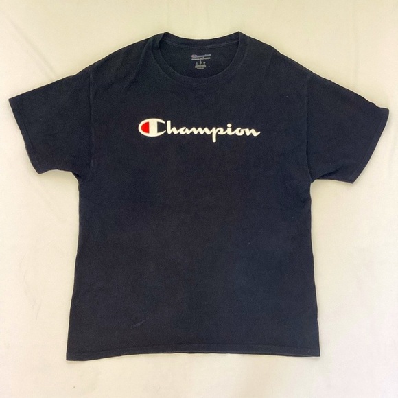 Champion Authentic Athleticwear Classic Logo T-Shirt Black Men's Large L - Picture 1 of 6